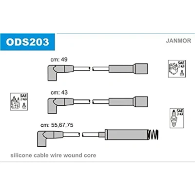 Afbeelding van JANMOR ODS203 Bougiekabelset OPEL: Corsa A TR, Manta B Saloon, Kadett E CC