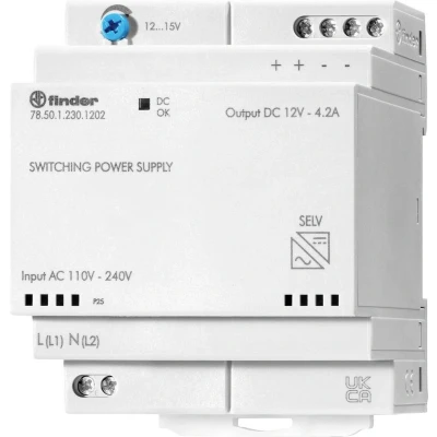 Afbeelding van Finder 78.50.1.230.1202 DIN rail netvoeding 12 V/DC 4.6 A 50 W Inhoud: 1 stuk(s)
