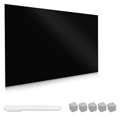 Afbeelding van Navaris glassboard Magnetisch bord voor aan de wand Memobord van glas 60 x 40 cm Magneetbord inclusief magneten en marker Zwart