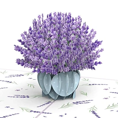 Afbeelding van papercrush® Lavendel pop up kaart 3D bloemenkaart voor vrouw, vriendin en moeder (verjaardagskaart, goed herstel, bedankje) wenskaart met bloemen