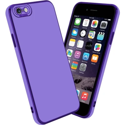 Afbeelding van Cadorabo Hoesje geschikt voor Apple iPhone 6 / 6S in Glossy Paars Rose Goud Beschermhoes van flexibel TPU silicone Case Cover en met camerabescherming