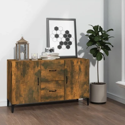Afbeelding van Dressoir 100x36x60 cm bewerkt hout gerookt eikenkleurig