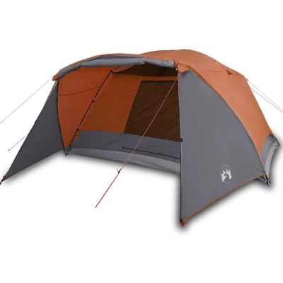 Afbeelding van Tent 6 persoons 412x370x190 cm 190T taft grijs en oranje