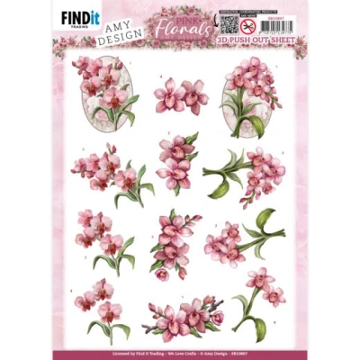 Afbeelding van 3D Cutting Sheets Amy Design Pink Florals Orchid
