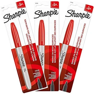 Afbeelding van Sharpie Permanente marker, fijne punt, rood, 3 stuks