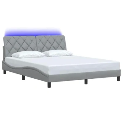 Afbeelding van vidaXL Bedframe met LED verlichting stof lichtgrijs 160x200 cm