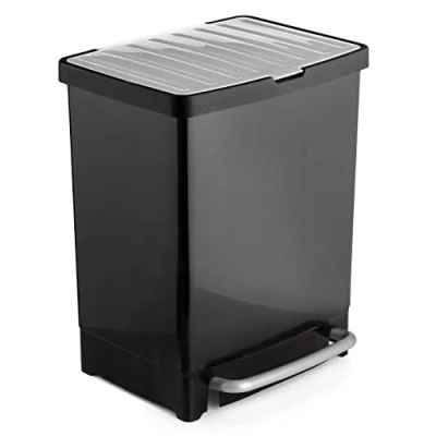 Afbeelding van TATAY 1101600 Vuilnisbak, 17 + 8 l, kunststof, zwart, 33,5 x 30 39 cm