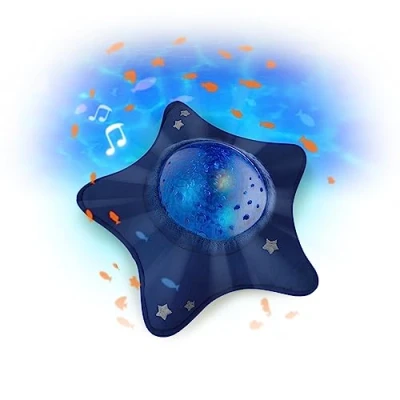 Afbeelding van Pabobo Projectorlamp Oceaan LED Nachtlampje Voor Kinderen Draadloos Met Muziek &amp; Micro USB Bluestar