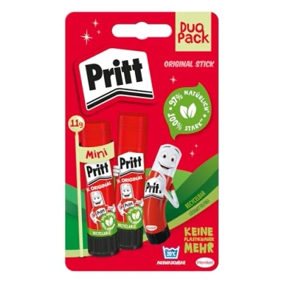 Afbeelding van Pritt lijmstift, veilige en kindvriendelijke lijm voor kunst knutselwerk, sterke school kantoor, 2 x 11 g stick