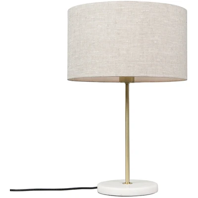 Afbeelding van QAZQA Tafellamp messing met grijze kap 35 cm Kaso
