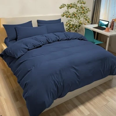 Afbeelding van Dekbedovertrek 230 x 220 cm met 2 kussenslopen 50 80 cm, blauw, beddengoed voor tweepersoonsbed, microvezel