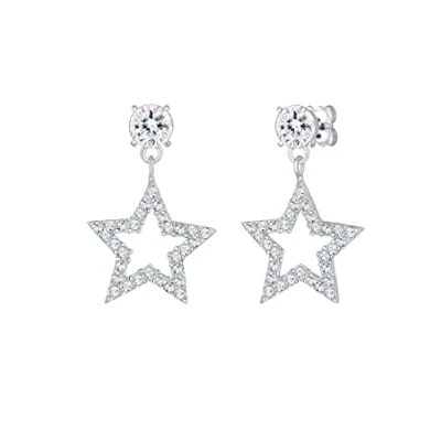Afbeelding van Elli Sterne Sparkling Kristalle Oorbellen, Dames, Maat: One Size, Silber