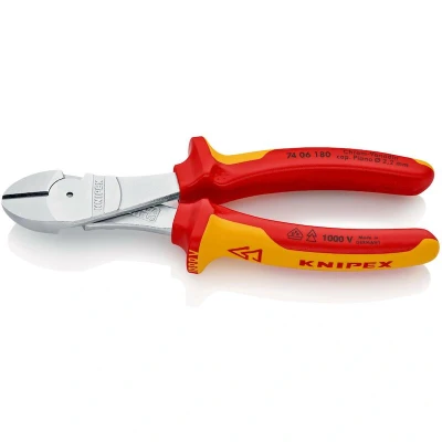 Image de KNIPEX 74 06 180 pince coupante isolée avec poignées multi composants, testée VDE, chromée mm