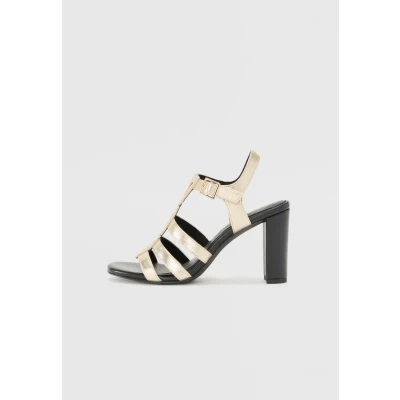 Afbeelding van Marco Tozzi Sandalen met hoge hak, Dames, Maat: 40, Black/gold Hoogwaardig imitatieleer