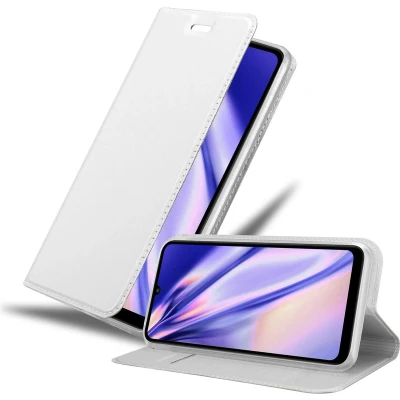 Afbeelding van Cadorabo Hoesje geschikt voor Huawei Y6P in CLASSY ZILVER Beschermhoes met magnetische sluiting, standfunctie en kaartvakje Book Case Cover Etui