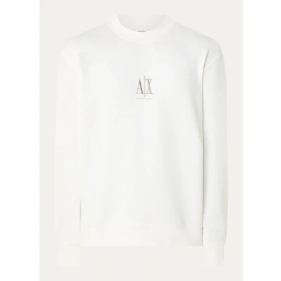 Afbeelding van Armani Exchange heren Sweater met logoborduring in de kleur Gebroken wit, maat: M