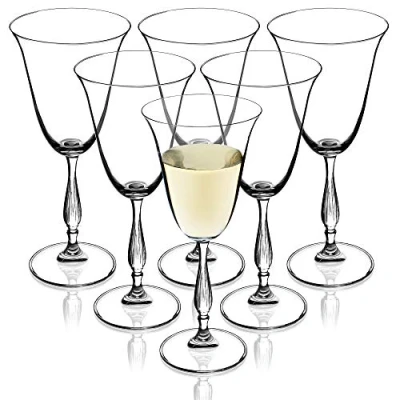 Afbeelding van wijnglazen van kristalglas, set 6, 250 ml, hoogwaardige kwaliteit, wijnkelk met hoge steel, voor thuis, feest, elegante wittewijnglazen, mooie rode