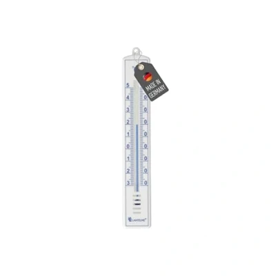 Afbeelding van Lantelme Analoge thermometer, Made in Germany, 17 cm, binnen en buitenthermometer, nauwkeurige temperatuurweergave, wit, blauw, zwart, beige of hout, weerbestendig
