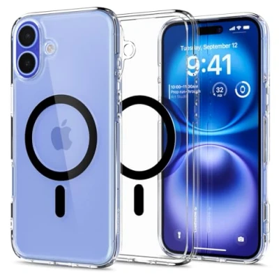 Afbeelding van Spigen Ultra Hybrid MagFit Hoesje Geschikt voor Apple iPhone 16 Compatibel met MagSafe Back Cover Zwart