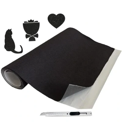 Afbeelding van MEIRRAI Zelfklevend vilt, 15,75 x 78,74 inch, zelfklevende viltglijders, dik 2 mm, antislip, voor doe het zelf lademat, stoelvoet, zwart