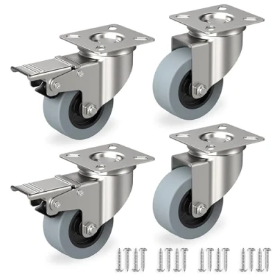 Afbeelding van RAVN HAMAN Set van 4 meubelwielen, 50 mm, zwenkwielen met rem tot 35 kg per wiel, zware wielen voor binnen en buiten, vele vloertypes