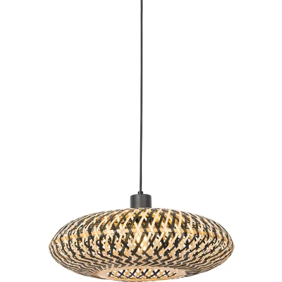 Afbeelding van QAZQA Oosterse hanglamp zwart bamboe 40 cm Ostrava