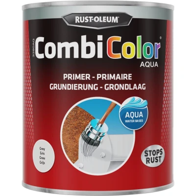 Afbeelding van Rust Oleum CombiColor Aqua Metaallak Anti Corrosie Primer Grijs 750ml Hechtlaag Waterbasis