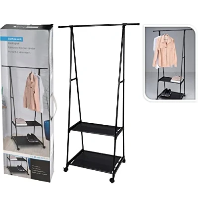 Afbeelding van Storage Solutions Kledingrek met 2 planken zwart