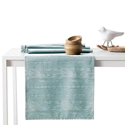 Afbeelding van AmeliaHome Tafelloper 30 x 80 cm, lotuseffect, waterafstotend, slangenhuidpatroon, munt Vesta