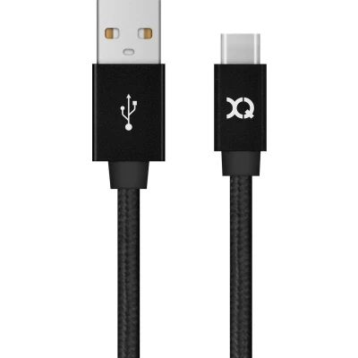 Afbeelding van Xqisit katoen Kabel USB C 3.0 1.8m Zwart