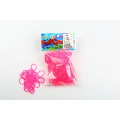 Image de Recharges 300 élastiques Rainbow Loom Rose fluo silicon