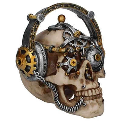Afbeelding van Nemesis Now Kleine Techno Talk schedelfiguur, bruin, 18 cm