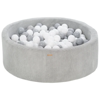 Afbeelding van Piscine à balles En velours côtelé 300 rondes Diamètre : 90 cm (couleur de la piscine/des gris/blanc, gris)