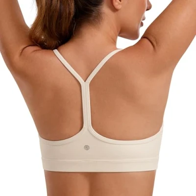 Afbeelding van CRZ yoga Sportbeha voor dames, ondergoed met afneembaar kussen, Witte abrikoos