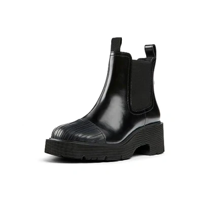 Afbeelding van Camper Milah Enkellaarsjes met plateauzool, Dames, Maat: 37, Black Leer/ synthetisch