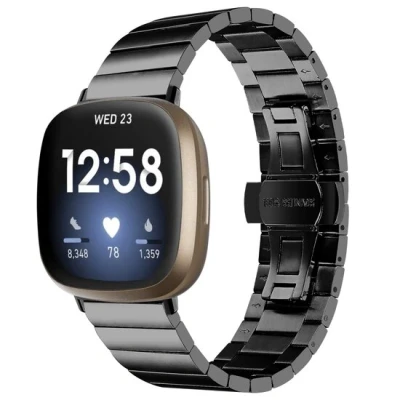 Afbeelding van Fitbit Versa 3/4 &amp; Sense 1/2 metalen schakelband Zwart