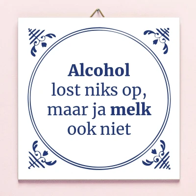 Afbeelding van Tegeltje Alcohol Lost Niks Op
