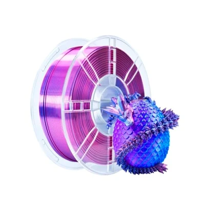 Afbeelding van iBOSS PLA Plus filament voor 3D printers, PLA+ filament, 1,75 mm, tweekleurig zijdefilament, glanzende co extrusie, 1 kg, FDM printer, rood en blauw