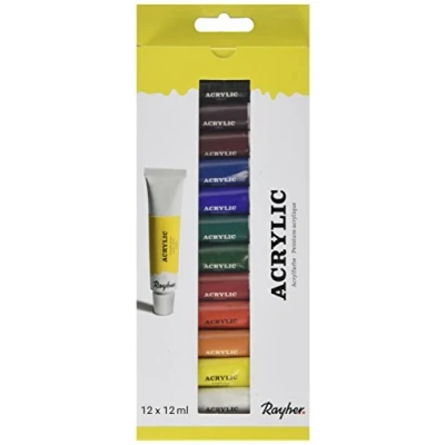 Afbeelding van Acrylverf schilder setje 12 kleuren tubes ml Hobby/knutselmateriaal creatief