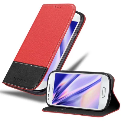 Afbeelding van Cadorabo Hoesje geschikt voor Samsung Galaxy S3 MINI in ROOD ZWART Beschermhoes met magnetische sluiting, standfunctie en kaartvakje Book Case Cover Etui