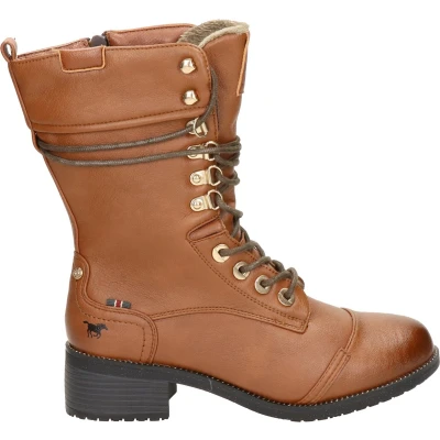 Afbeelding van Mustang Veterlaarzen cognac, Dames, Maat: 36, Cognac Hoogwaardig imitatieleer