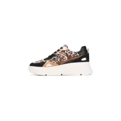 Afbeelding van PS Poelman JANA Sneakers laag, Dames, Maat: 36, Black with animal print Leer en textiel