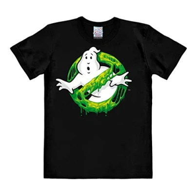 Afbeelding van Logoshirt® SOS Ghostbusters I Slime Logo Bedrukt T shirt Dames en heren Ronde hals Korte mouwen Origineel gelicentieerd ontwerp, zwart.
