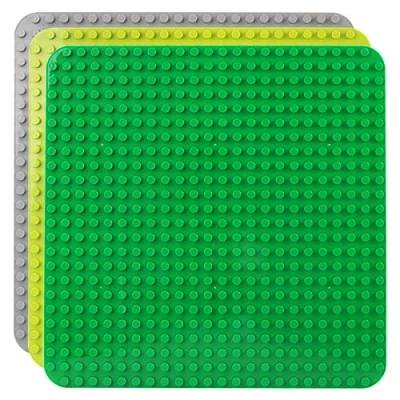 Afbeelding van Celawork Bouwplaat groot voor klassieke bouwstenen, grondplaat, compatibel met alle gangbare merken, 38,3 x cm platenset creatief spelen, educatief speelgoed (groen, lichtgroen, grijs)