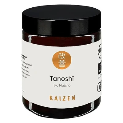 Afbeelding van Kaizen® Tanoshī Tezumi Contest Grade Biologische Matcha thee 35 dagen schaduw Tana Directe import uit de prefectuur Kagoshima/Japan 30 g blik met uv en zuurstofbescherming