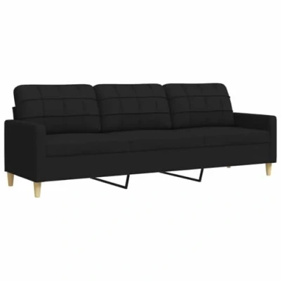 Afbeelding van Driezitsbank 210 cm stof zwart