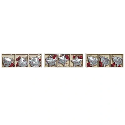 Afbeelding van Kerst Decoratie Set DKD Home Decor Hart Metaal Hout Touw (6 x 2 12 cm) (3 pcs)