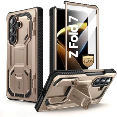 Afbeelding van i Blason Beschermhoes voor Samsung Galaxy Z Fold 7 met inklapbare standaard [displaybescherming van gehard glas] [scharnierbescherming] (Armorbox) robuuste volledige bescherming 7, Desert
