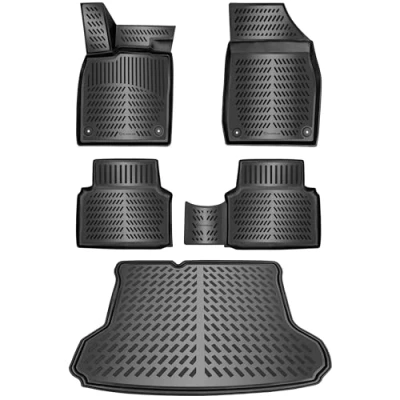 Afbeelding van ELMASLINE 3D rubberen matten en kofferbakmat voor VW ID.4 (ID4) 2020 2024 (standaard laadvloer), niet geschikt variabele laadvloer, accessoires