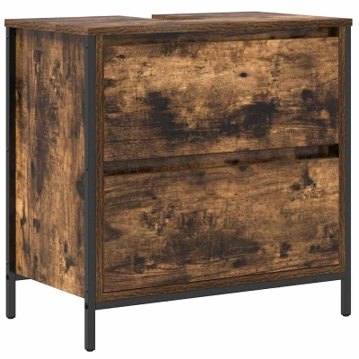 Afbeelding van Badkamerkast met lades 60x34,5x60 cm gerookt eikenkleurig
